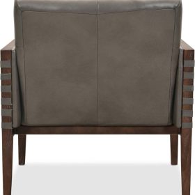Hooker Furniture Living Room Carverdale Grey Leather Club Chair With Wood Frame - Image 2