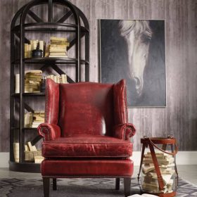 Hooker Furniture Covington Bogue Red Leather Blakeley Club Chair - Image 2