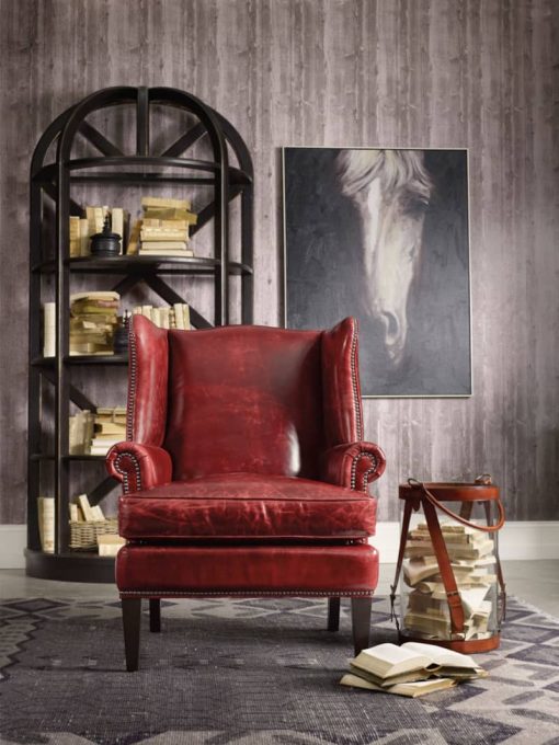Hooker Furniture Covington Bogue Red Leather Blakeley Club Chair - Image 2