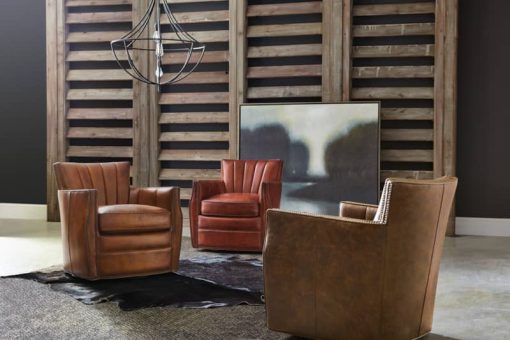 Hooker Furniture CC Collection Carson Swivel Dark Brown Leather Club Chair - Image 2