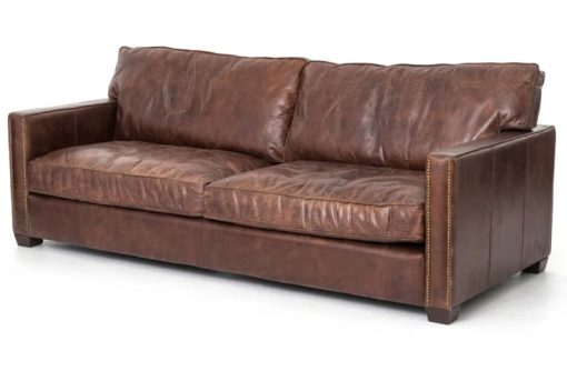 Four Hands Carnegie Collection 88" Cigar Brown Leather Larkin Sofa - Image 2