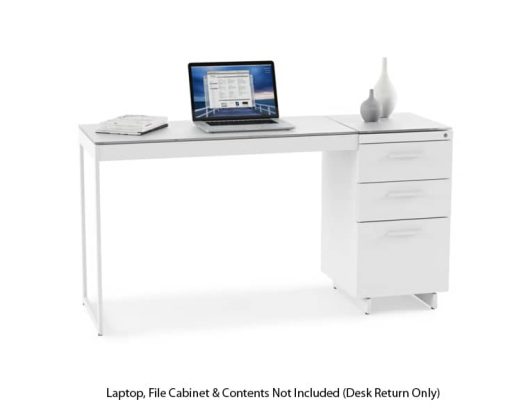 BDI Centro 6402 Satin White on Oak/ Grey Glass Desk Return - Image 2
