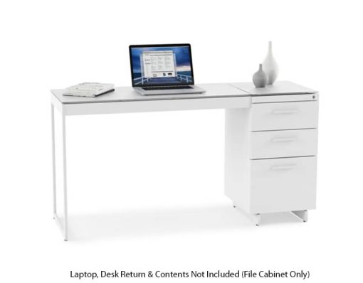 BDI Centro 6414 Satin White on Oak/ Grey Glass 3-Drawer File Cabinet - Image 2