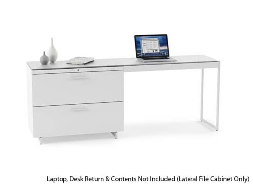 BDI Centro 6416 Satin White on Oak/ Grey Glass Lateral File Cabinet - Image 2