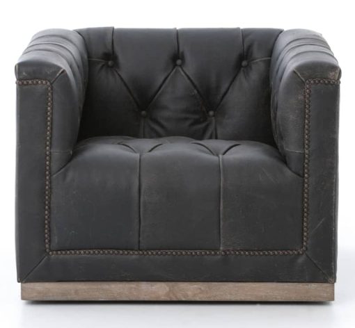 Four Hands Destroyed Black Maxx Swivel Chair - Image 2