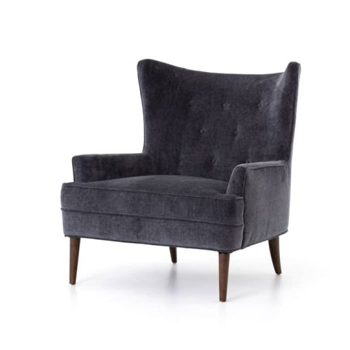 Four Hands Kensington Collection Charcoal Worn Velvet Clermont Chair - Image 2