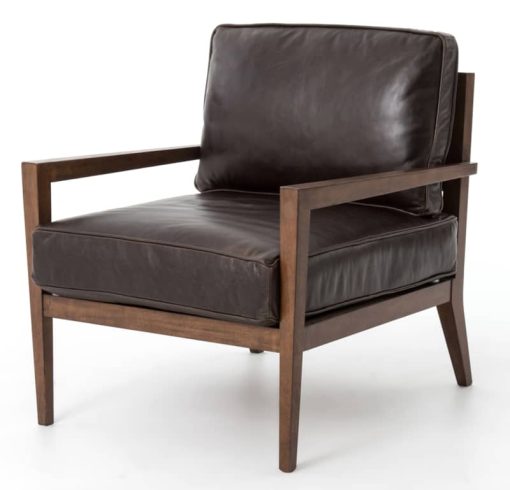 Four Hands Kensington Collection Dark Brown Leather Laurent Accent Chair