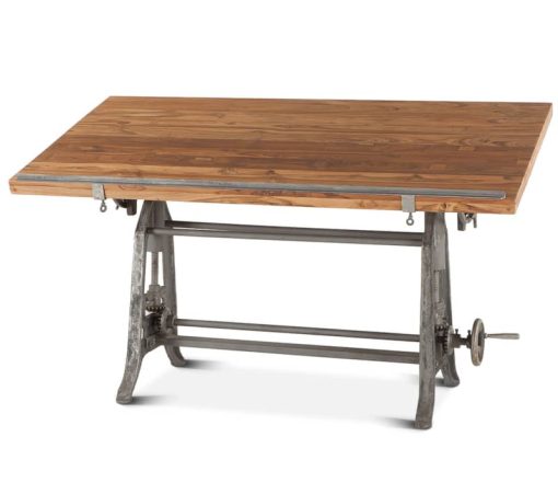 Home Trends & Design Industrial Loft Natural Teak 62" Drafting Desk - Image 3