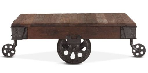 Home Trends & Design Industrial Teak 50" Reclaimed Wood Coffee Table - Image 2