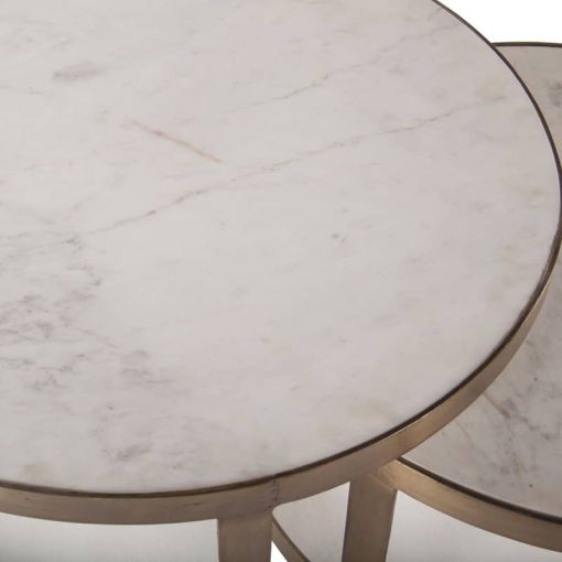 Home Trends & Design Michaelangelo 36" White Marble Nesting Coffee Table - Image 2