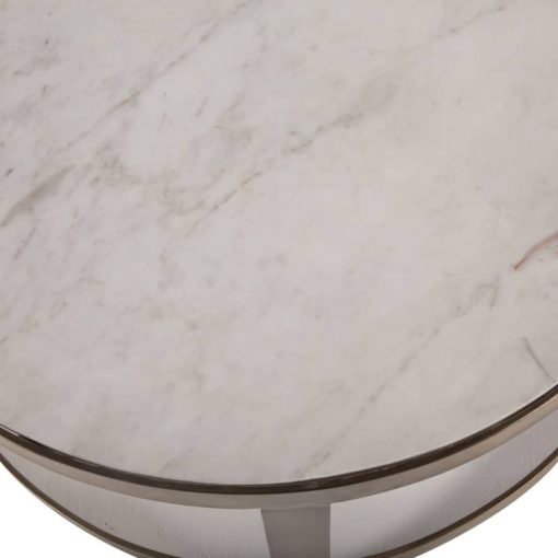 Home Trends & Design Michaelangelo 22" White Marble Nesting Side Table - Image 2