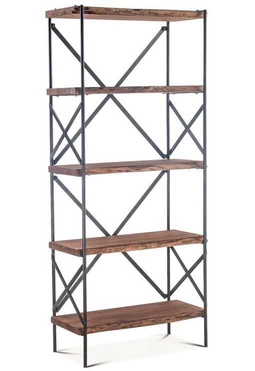 Home Trends & Design Organic Forge 34" Raw Walnut Tall Bookshelf