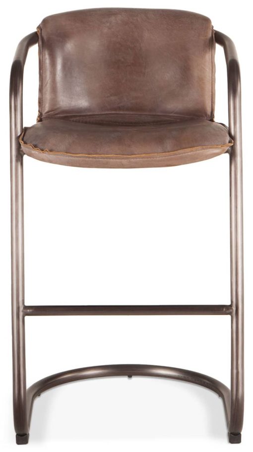 Home Trends & Design Portofino Jet Brown Leather Bar Chair - Image 2