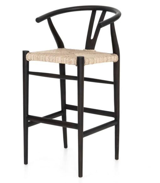 Four Hands Grass Roots Collection Black Teak Muestra Bar Stool
