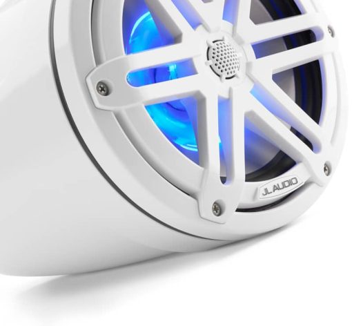 JL Audio M3 7.7" Gloss White Enclosed Coaxial Marine Speakers With RGB LED Lighting - Image 2