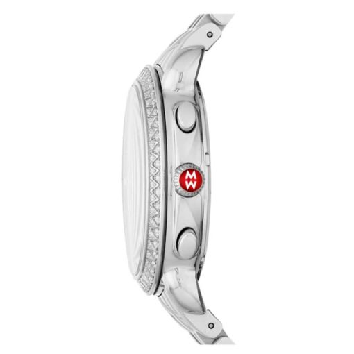 Michele Sidney Chronograph Silver Stainless Steel w/ Diamond Dial Watch Head, 38mm - Image 2