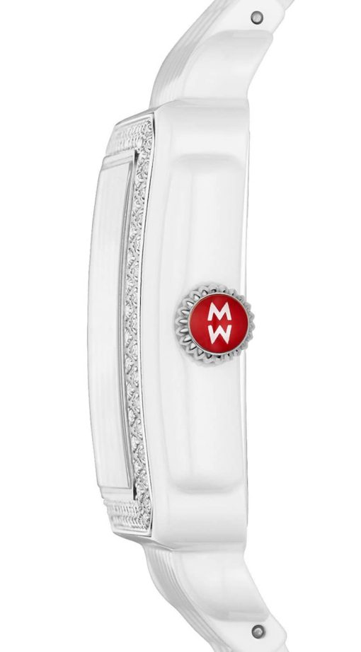 Michele Deco Madison Mid Silver Sunray Dial White Ceramic Bracelet Watch, 29mm - Image 2