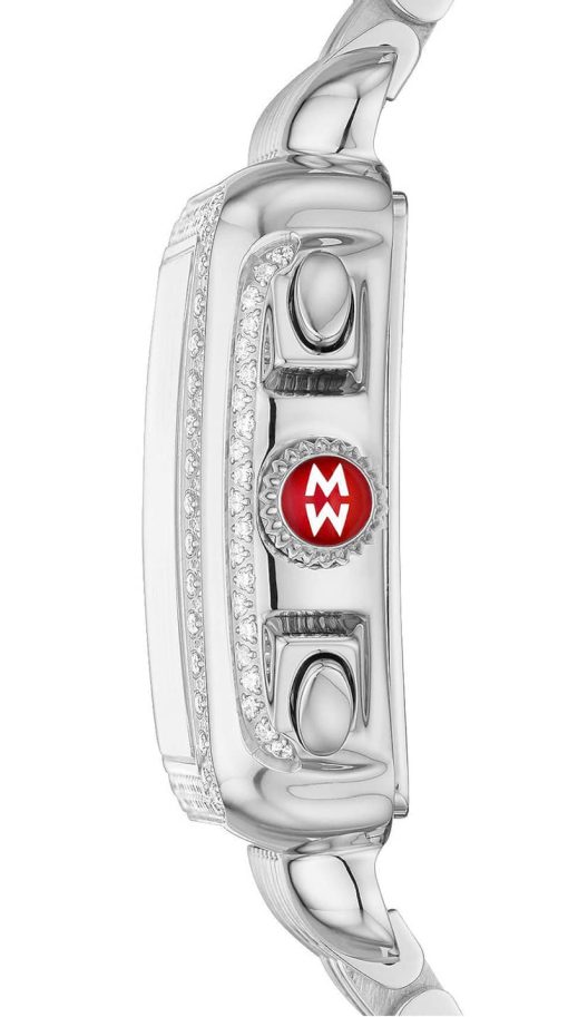 Michele Deco Chronograph Pave Sapphire & Diamond Dial Silve-Tone Bracelet Watch, 33mm x 35mm - Image 2