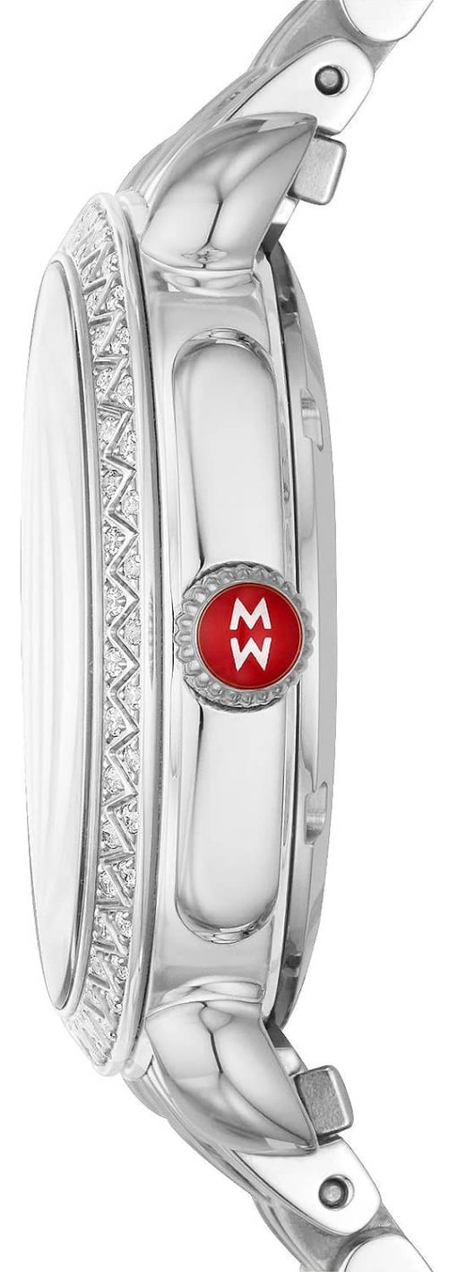 Michele Sidney Classic MOP w/ Diamond Dial Silver Bracelet Watch, 33mm - Image 2