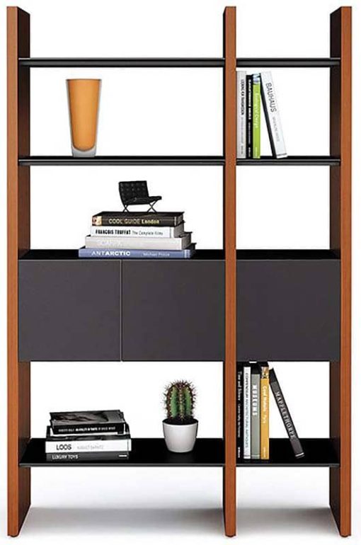 BDI Semblance 5402 Chocolate Stained Walnut And Black Storage Shelf
