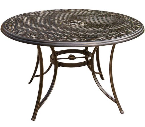 Hanover Traditions 5-Piece Outdoor Dining Set In Blue/Bronze With 4 Swivel Rockers, 48" Cast-Top Table - Image 3