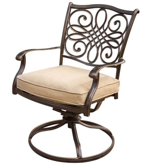 Hanover Traditions 9-Piece Dining Set In Tan With A 60" Square Glass-Top Dining Table - Image 2