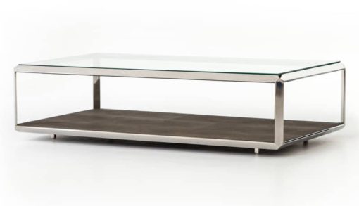Four Hands Bentley Collection Shagreen Stainless Steel Shadow Box Coffee Table