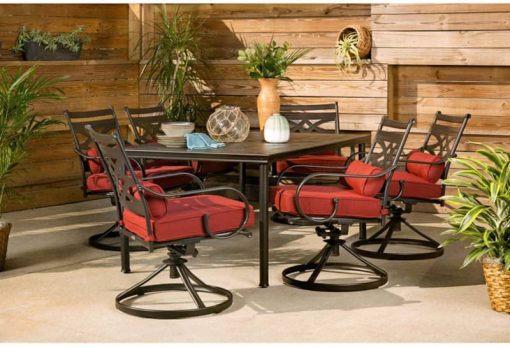 Hanover Montclair 7-Piece Dining Set In Chili Red With 6 Swivel Rockers And A 40" x 67" Dining Table - Image 12