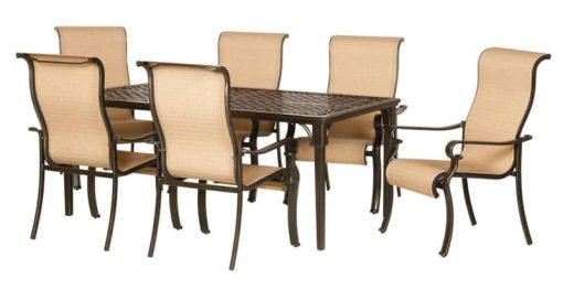 Hanover Brigantine Collection 7-Piece Dining Set with Cast-Top Table and 9 Ft. Umbrella - Image 2