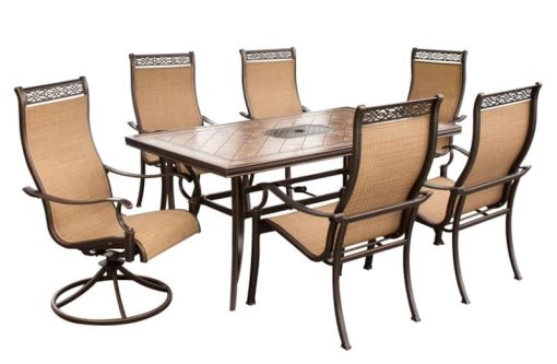 Hanover Monaco 7-Piece Outdoor Dining Patio Set with Umbrella - Image 2