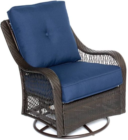 Hanover Orleans 4-Piece Fire Pit Outdoor Seating Patio Set In Navy Blue - Image 2