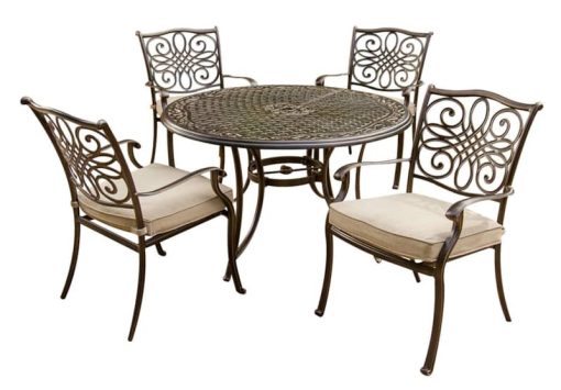 Hanover Traditions 5-Piece Outdoor Dining Patio Set with Umbrella - Image 2