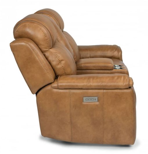 Flexsteel Kingsley Leather Power Reclining Loveseat With Console & Power Headrests - Image 3
