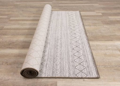 Kalora Intrigue 5'3" X 7'7" Grey Cream Trellis Banding Rug - Image 3