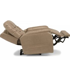 Flexsteel Theo Leather Power Recliner With Power Headrest & Lumbar - Image 3