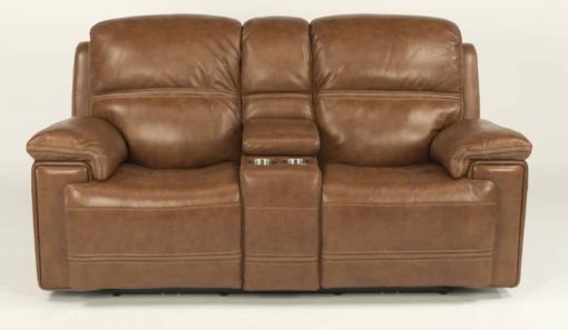 Flexsteel Fenwick Leather Power Reclining Loveseat With Console & Power Headrests - Image 3