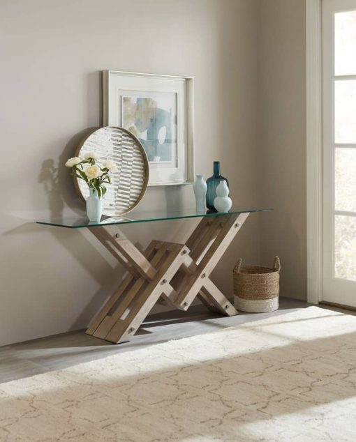 Hooker Furniture Affinity Greiger Oak & Glass Top Accent Console - Image 3