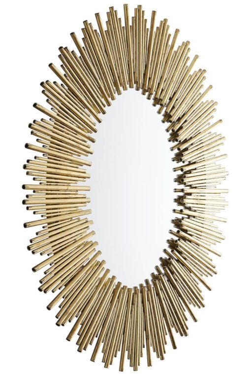 Arteriors Prescott Antiqued Gold Leaf Large Oval Mirror - Image 3