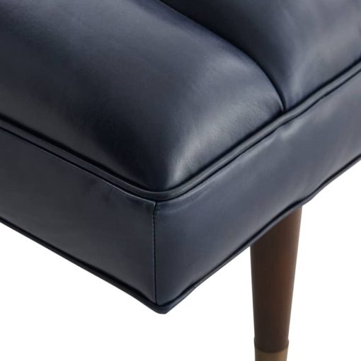 Arteriors Christophe Bench Indigo Leather Dark Walnut - Image 3