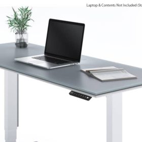 BDI Centro 6451-2 Smooth Satin White/ Grey Glass 60" x 24" Standing Desk - Image 3