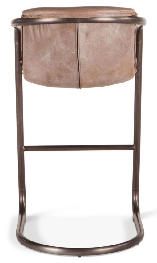 Home Trends & Design Portofino Jet Brown Leather Bar Chair - Image 3