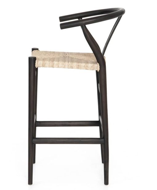 Four Hands Grass Roots Collection Black Teak Muestra Bar Stool - Image 3