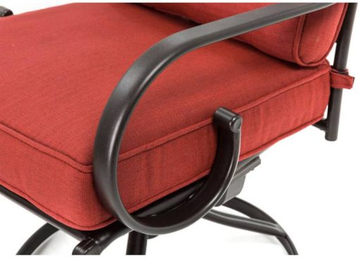 Hanover Montclair 7-Piece Dining Set In Chili Red With 6 Swivel Rockers And A 40" x 67" Dining Table - Image 3