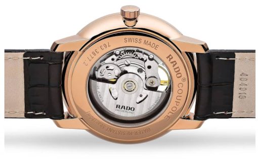 Rado Coupole Classic Open Heart Automatic White Dial Brown Leather Watch, 41mm - Image 3