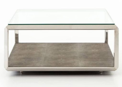 Four Hands Bentley Collection Shagreen Stainless Steel Shadow Box Coffee Table - Image 3