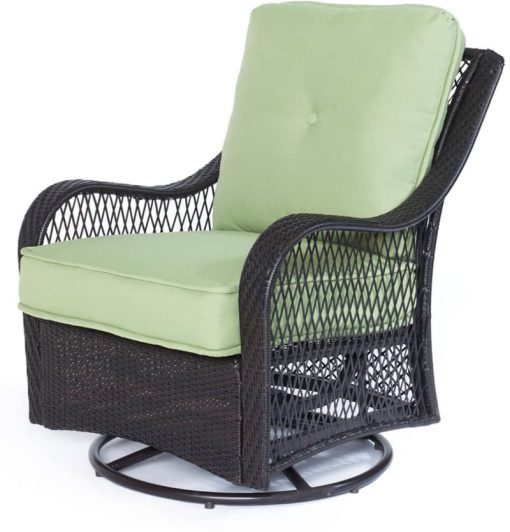 Hanover Orleans 4-Piece Fire Pit Outdoor Seating Patio Set In Avocado Green - Image 3