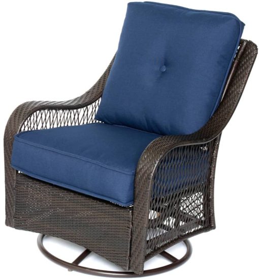 Hanover Orleans 4-Piece Fire Pit Outdoor Seating Patio Set In Navy Blue - Image 3