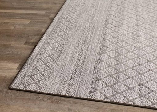Kalora Intrigue 5'3" X 7'7" Grey Cream Trellis Banding Rug - Image 4
