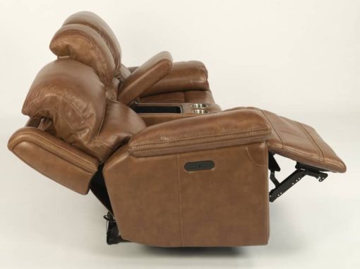 Flexsteel Fenwick Leather Power Reclining Loveseat With Console & Power Headrests - Image 4