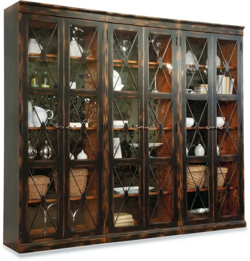Hooker Furniture Living Room Sanctuary Two-Door Thin Display Cabinet Ebony - Image 4